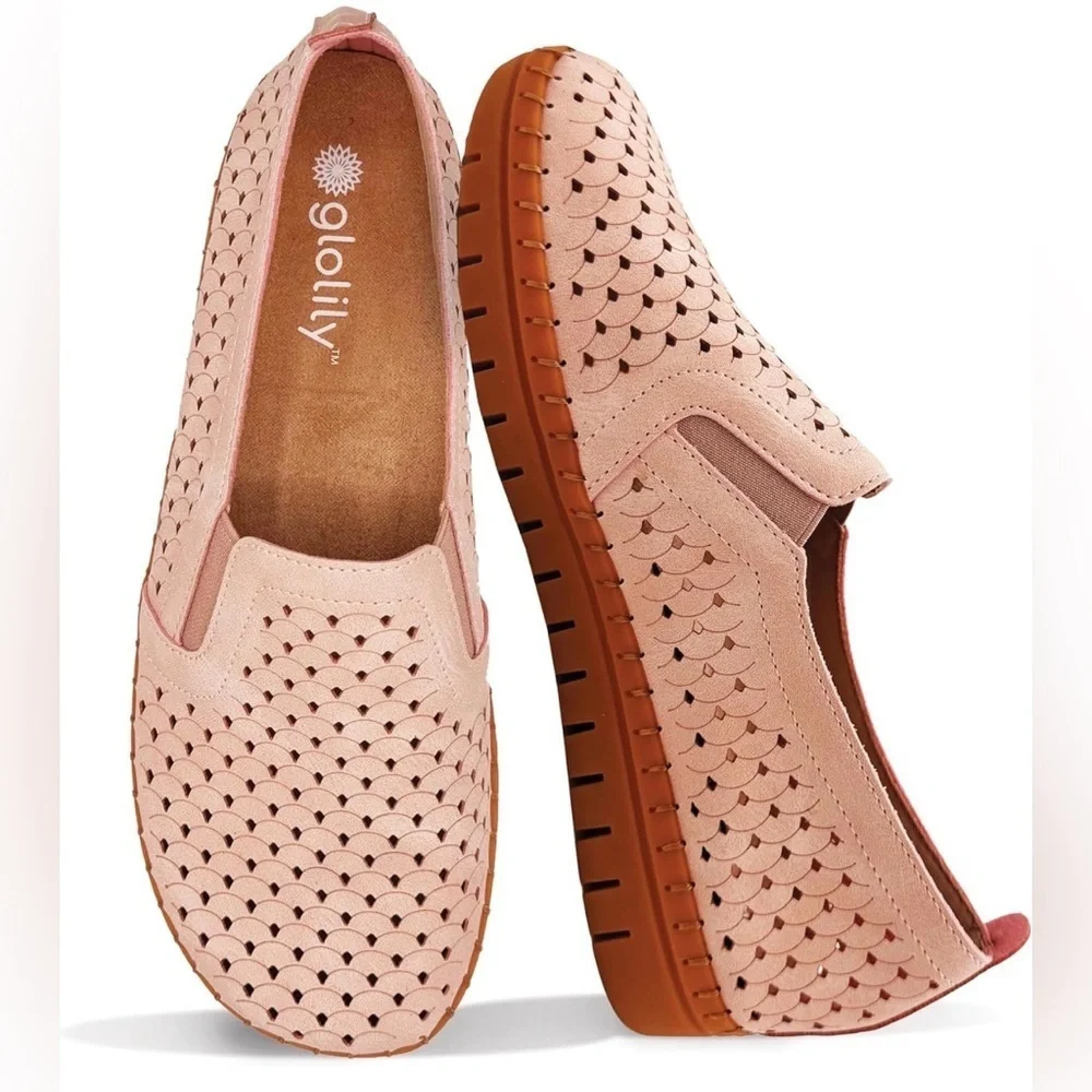 Women's Blush Pink Perforated Loafers